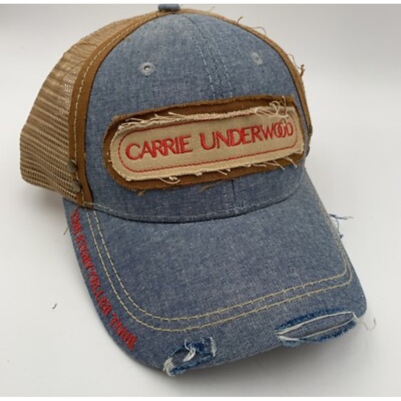 Carrie Underwood The Storyteller Tour Blue Denim Trucker Hat Distressed Nash - Picture 1 of 6